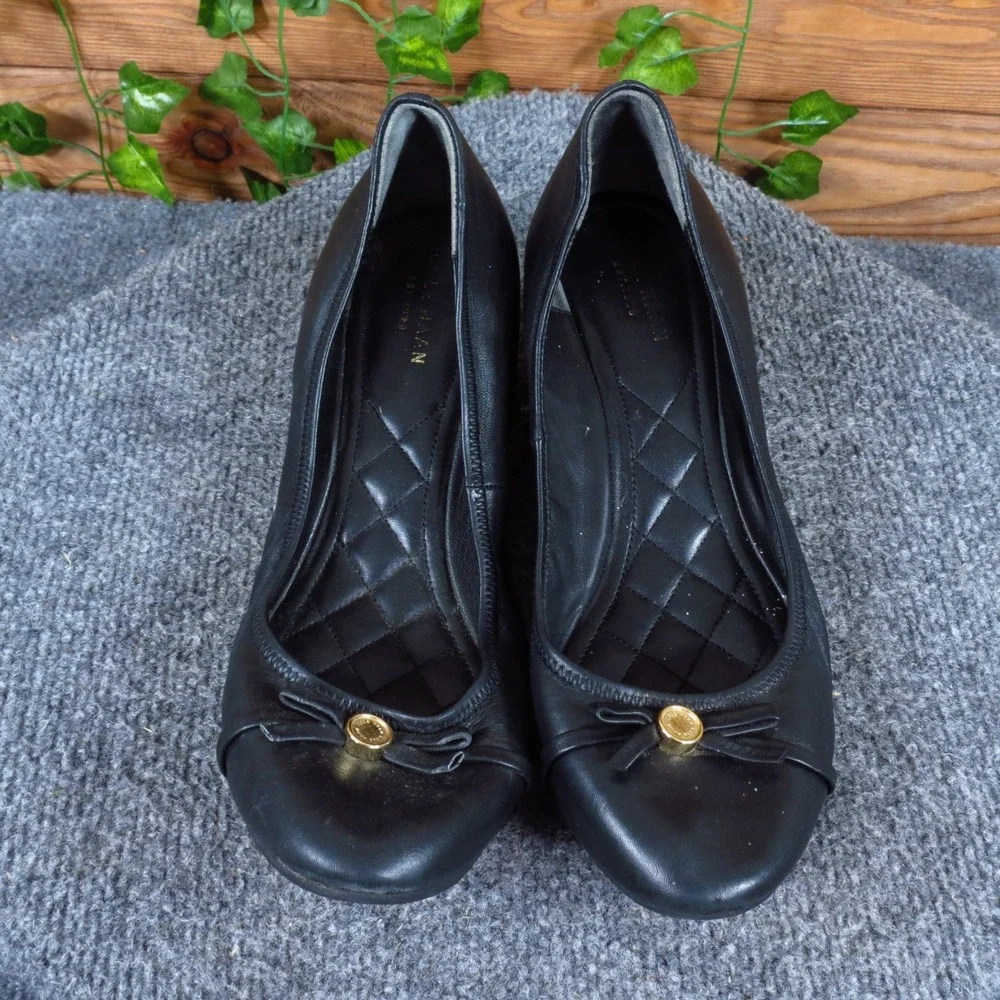 Cole Haan Tali Grand Womens Wedge Pump Sz 9 Business Professional Black Leather
